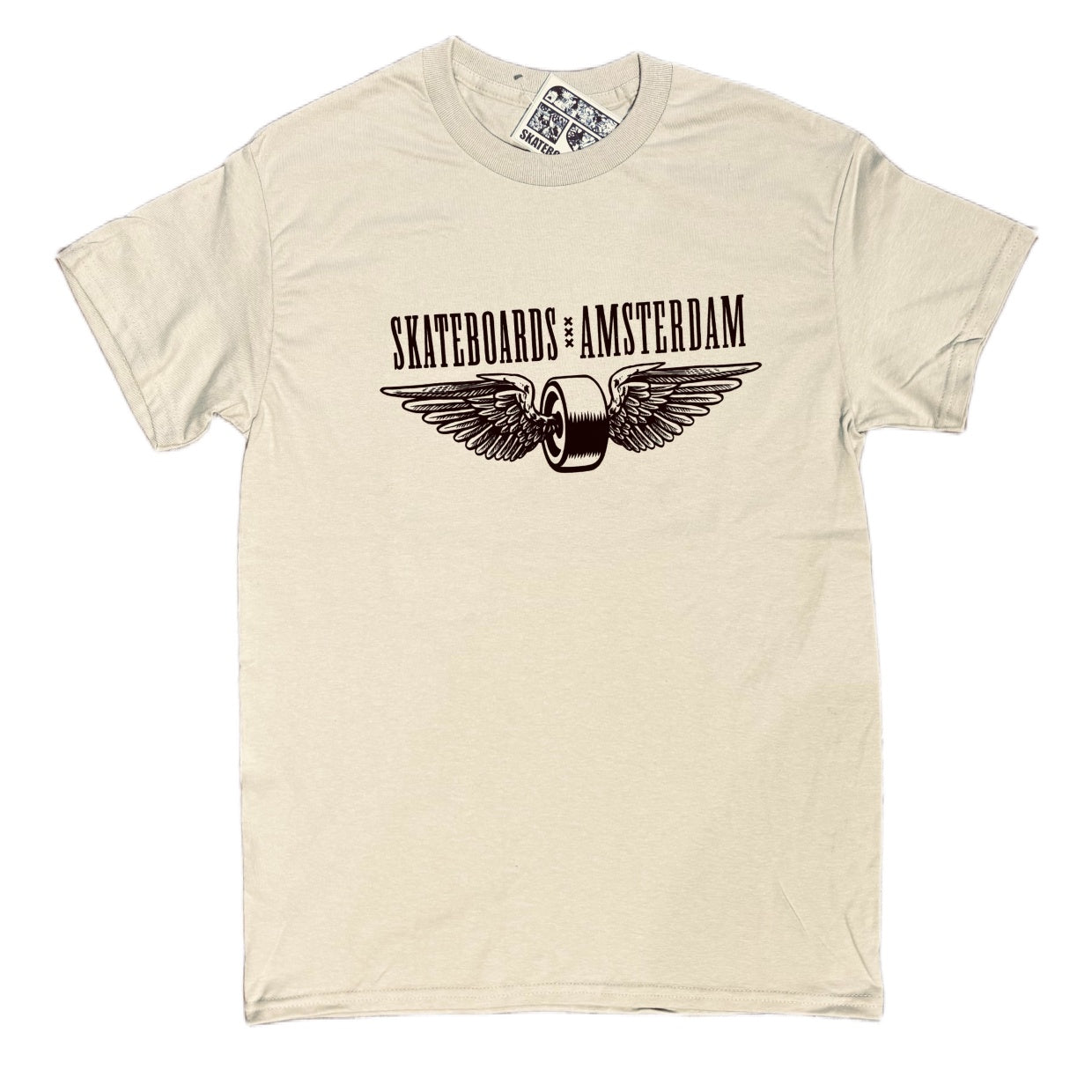 IO SKATEBOARDS AMSTERDAM FLYING WHEEL T-SHIRT KHAKI