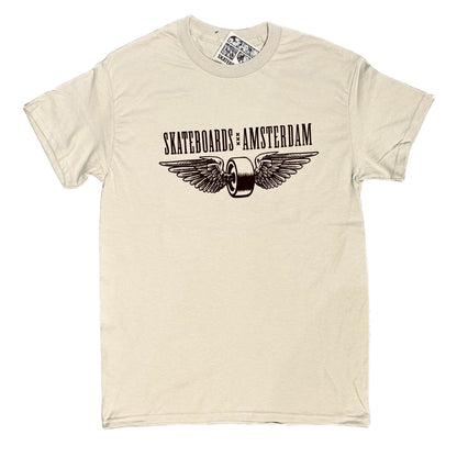 IO SKATEBOARDS AMSTERDAM FLYING WHEEL T-SHIRT KHAKI