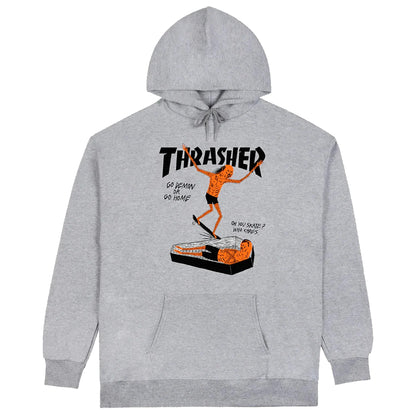 THRASHER COFFIN BY NECKFACE HOODED SWEAT GREY