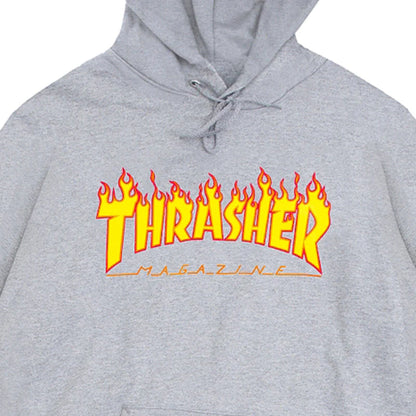 THRASHER FLAME HOODED SWEATER GREY