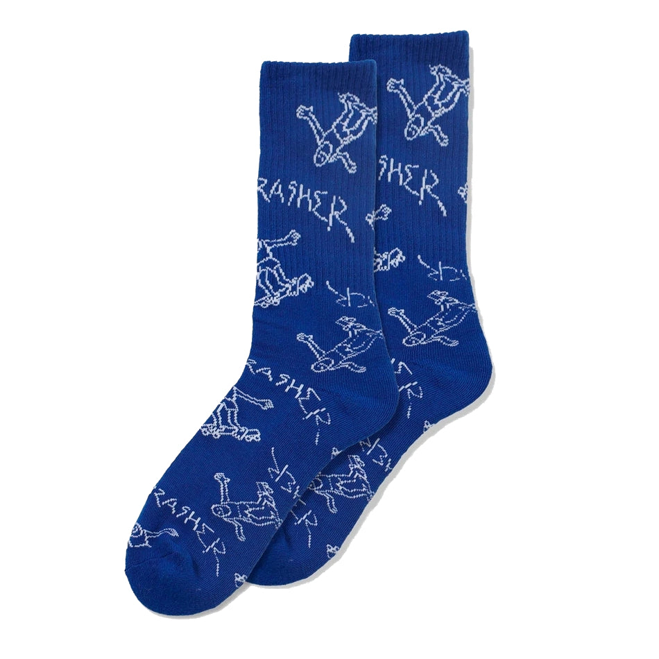 THRASHER GONZ LOGO CREW SOCKS BLUE/WHITE