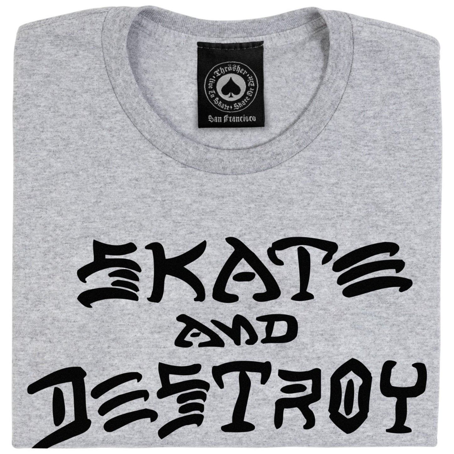 THRASHER SKATE AND DESTROY T-SHIRT GREY HEATHER