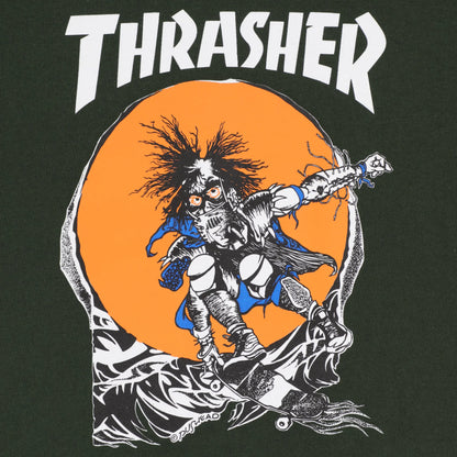 THRASHER SKATE OUTLAW T-SHIRT FOREST GREEN