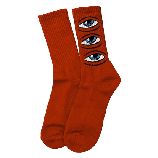 TOY MACHINE EYE STACK SOCK RED