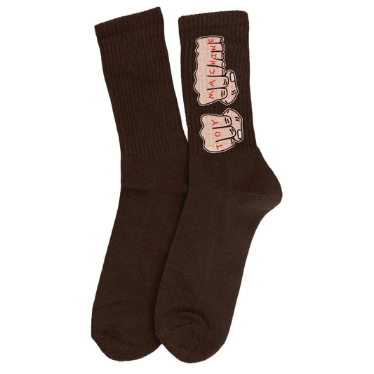 TOY MACHINE FISTS SOCK BROWN
