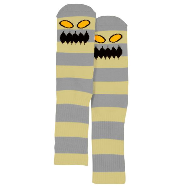 TOY MACHINE MONSTER BIG STRIPE SOCK YELLOW/GREY