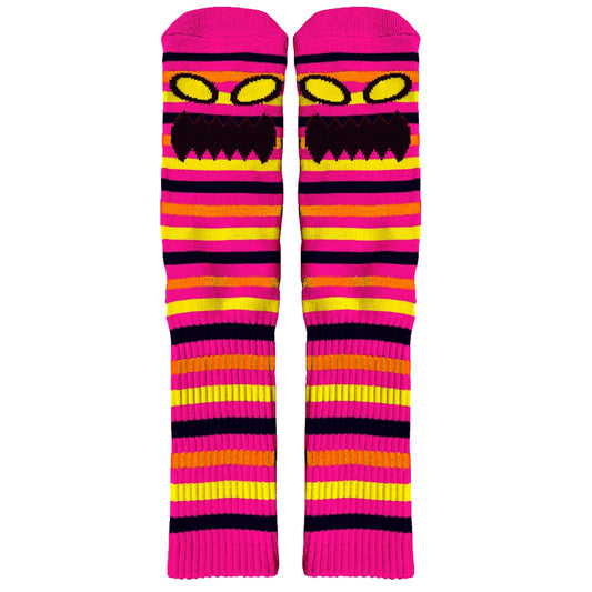 TOY MACHINE MONSTER MINI STRIPES SOCK NEON PINK