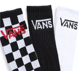VANS YOUTH CLASSIC CREW SOCK BLACK/CHECKERBOARD 3-PACK