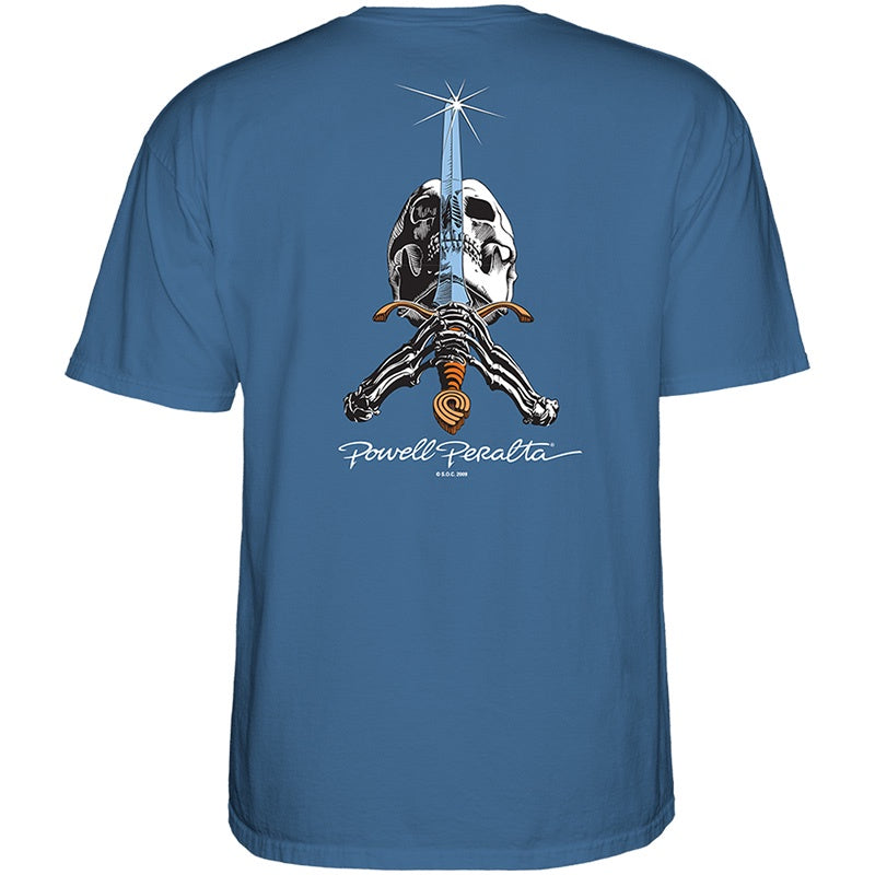 POWELL PERALTA SKULL AND SWORD T-SHIRT SLATE BLUE