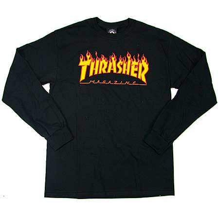 THRASHER FLAME LONG SLEEVE BLACK - Skateboards Amsterdam