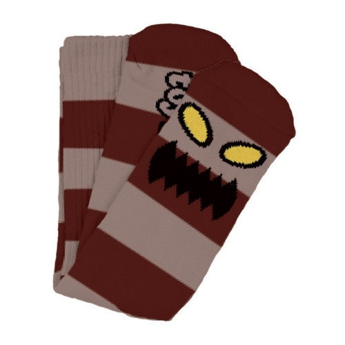 TOY MACHINE MONSTER BIG STRIPE SOCK BURGUNDY