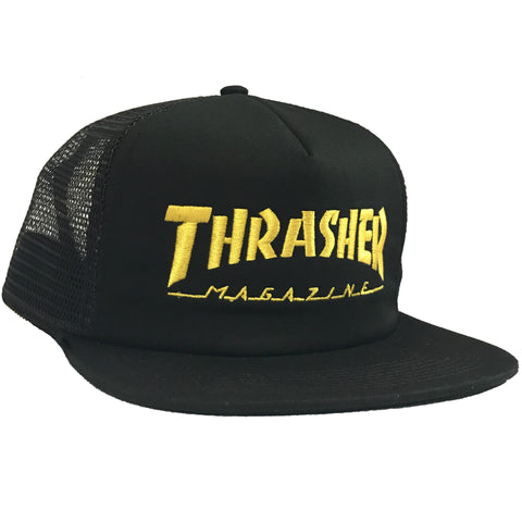THRASHER LOGO MESH CAP EMBROIDERED BLACK/YELLOW