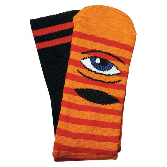 TOY MACHINE SECT EYE STRIPE SOCK ORANGE/RED - Skateboards Amsterdam - 1