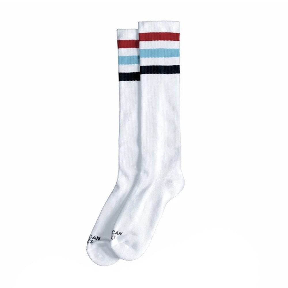 AMERICAN SOCKS KNEE HIGH MCFLY WHITE/RED-BLUE-DARK BLUE