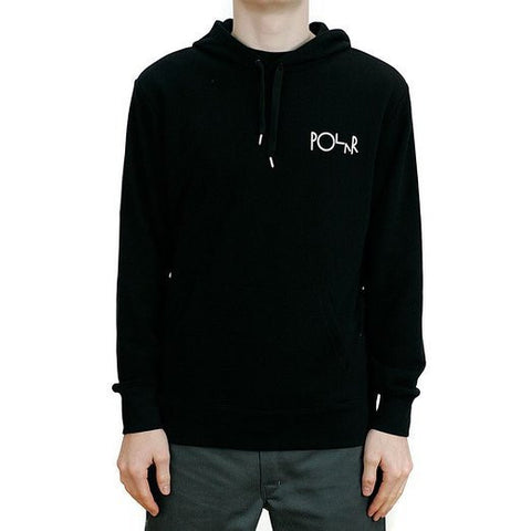 POLAR FILL LOGO BEHIND THE CURTAINS HOODED SWEATER BLACK - Skateboards Amsterdam - 1