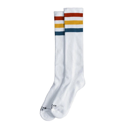 AMERICAN SOCKS KNEE HIGH STIFLER WHITE/RED-YELLOW-BLUE