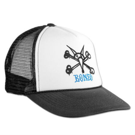 POWELL PERALTA BONES VATO RAT BLACK/WHITE MESH HAT - Skateboards Amsterdam - 1