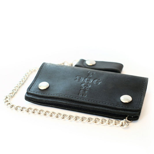 DOGTOWN VINTAGE CROSS LARGE LEATHER CHAIN WALLET BLACK