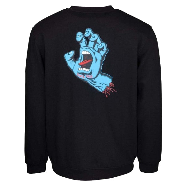 SANTA CRUZ SCREAMING HAND CHEST CREWNECK SWEATER BLACK