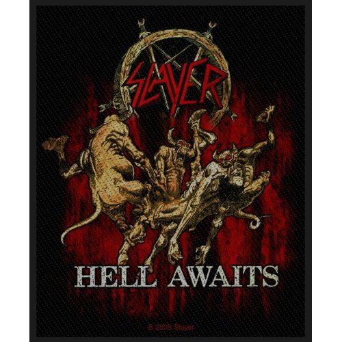 SLAYER SEW ON PATCH HELL AWAITS - Skateboards Amsterdam