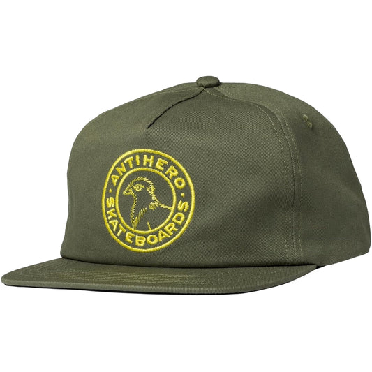 ANTI HERO BASIC PIGEON ROUND SNAPBACK OLIVE/YELLOW