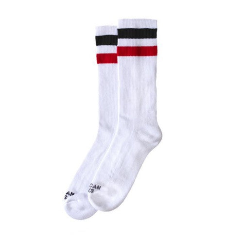 AMERICAN SOCKS MID HIGH TEENAGE ANARCHIST WHITE/BLACK-RED