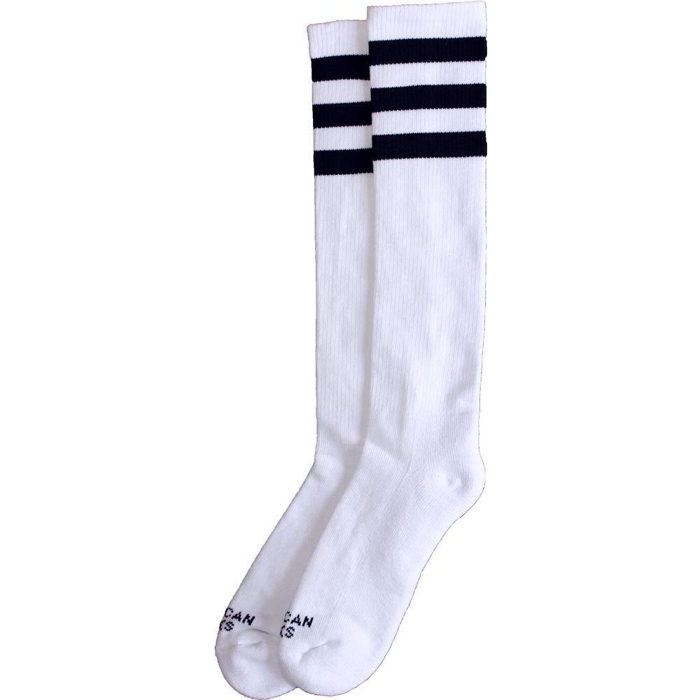 AMERICAN SOCKS KNEE HIGH WHITE/BLACK-BLACK-BLACK