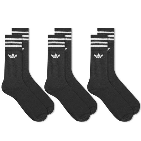 ADIDAS SOLID CREW SOCK BLACK/WHITE 3-PACK