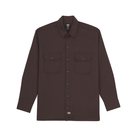 DICKIES WORK SHIRT LS REC DARK BROWN