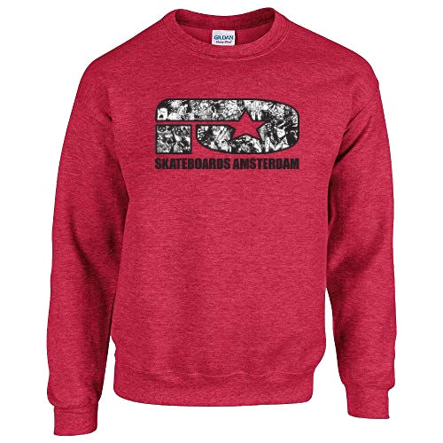 IO SKATEBOARDS AMSTERDAM CREWNECK SWEATER BAND LOGO RED HEATHER