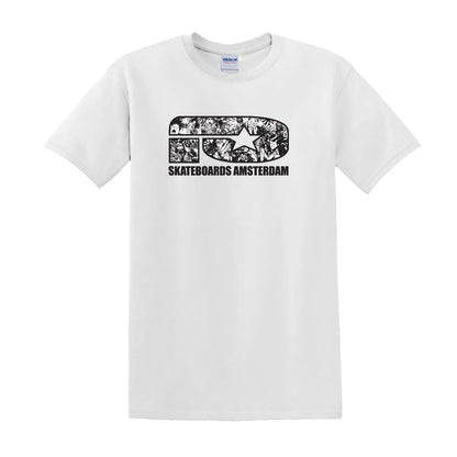 IO SKATEBOARDS AMSTERDAM BAND LOGO T-SHIRT WHITE