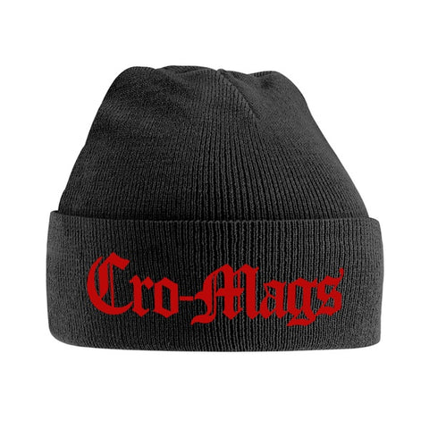 CRO-MAGS LOGO BEANIE RED ON BLACK