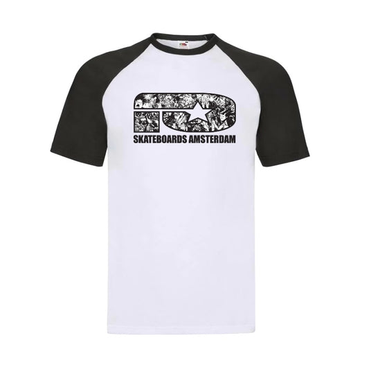 IO SKATEBOARDS AMSTERDAM RAGLAN BAND LOGO BLACK/WHITE