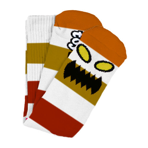 TOY MACHINE MONSTER BIG STRIPE SOCK BROWN