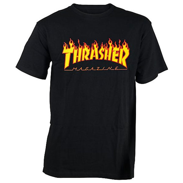 THRASHER FLAME T-SHIRT BLACK - Skateboards Amsterdam