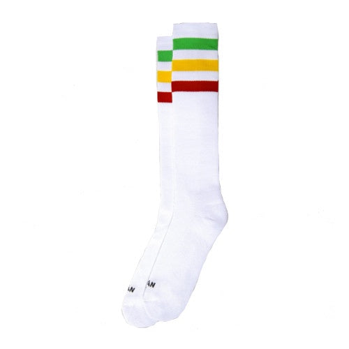 AMERICAN SOCKS KNEE HIGH RASTA WHITE/GREEN-YELLOW-RED