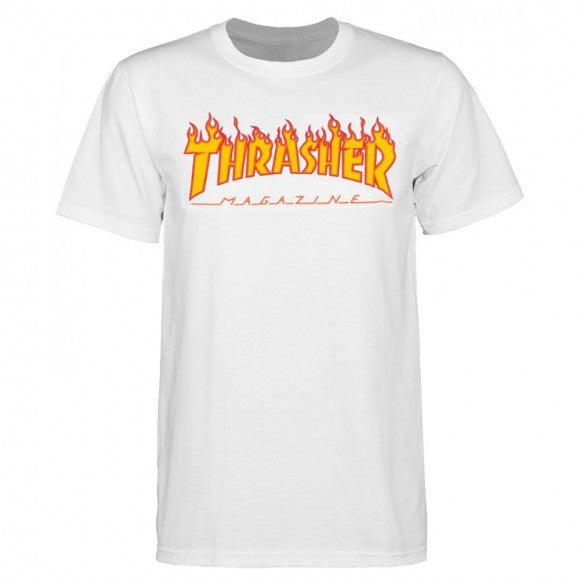 THRASHER FLAME T-SHIRT WHITE - Skateboards Amsterdam