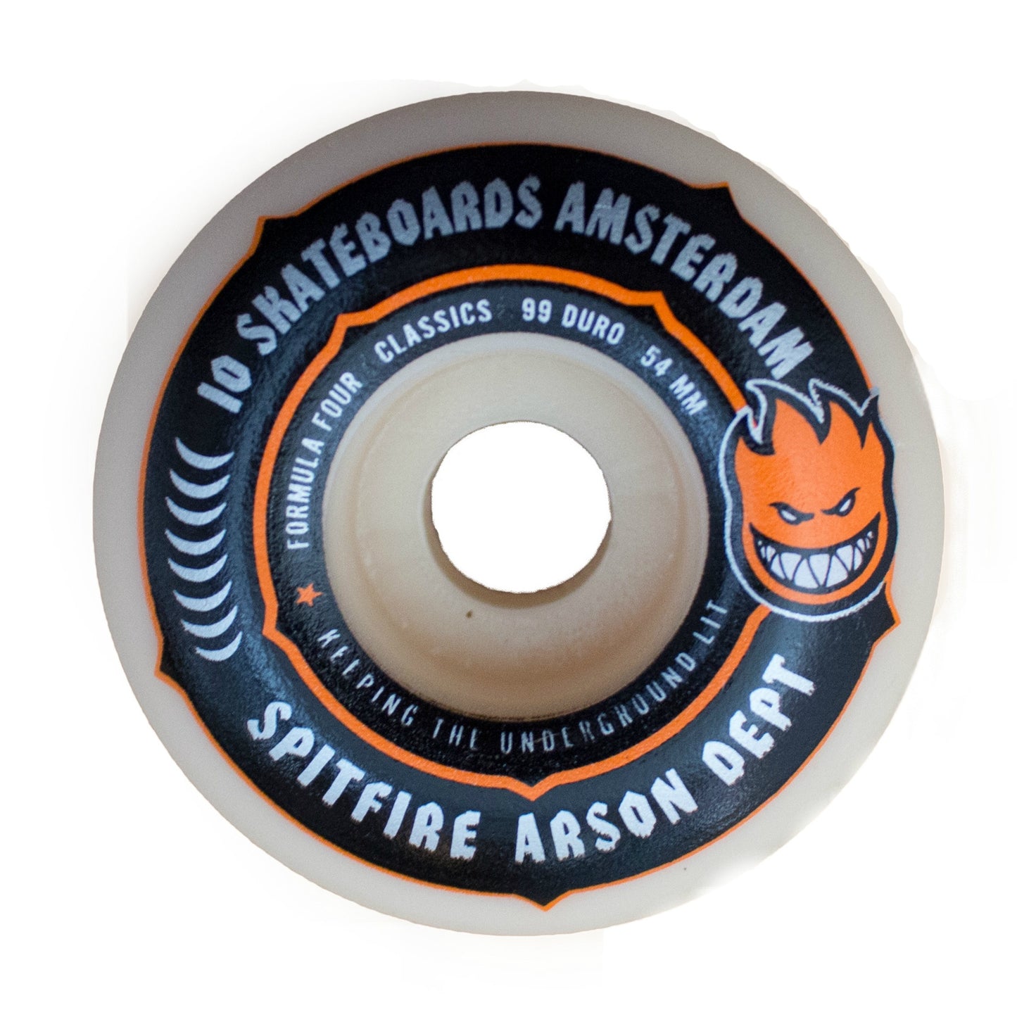 SPITFIRE X IO SKATEBOARDS AMSTERDAM FORMULA FOUR ARSON DEPT CLASSIC 99DU 54MM