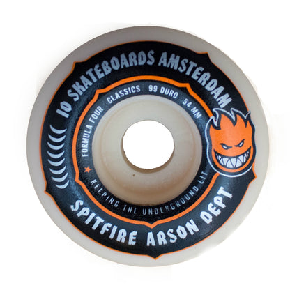 SPITFIRE X IO SKATEBOARDS AMSTERDAM FORMULA FOUR ARSON DEPT CLASSIC 99DU 54MM