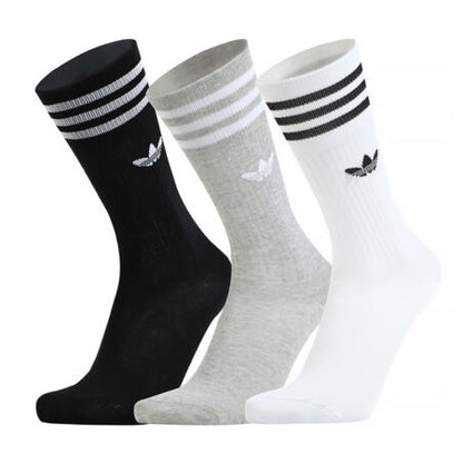 ADIDAS SOLID CREW SOCK BLACK/WHITE/GREY 3-PACK