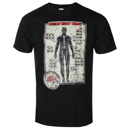 CATTLE DECAPITATION HUMAN MEAT CHART T-SHIRT BLACK
