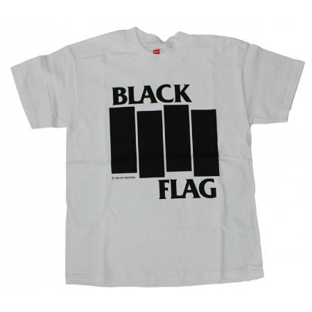 BLACK FLAG BARS & LOGO T-SHIRT WHITE - Skateboards Amsterdam