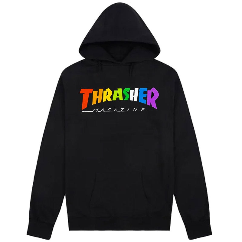 THRASHER RAINBOW MAG HOODED SWEATER BLACK