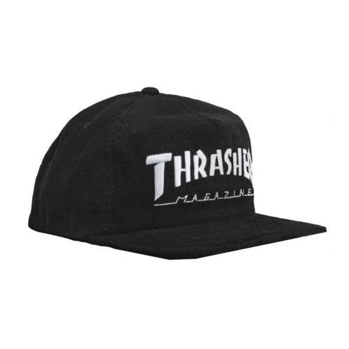 THRASHER MAGAZINE LOGO CORDUROY SNAPBACK BLACK