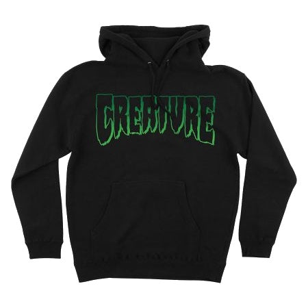 CREATURE OUTLINE LOGO HEAVYWEIGHT HOODED SWEATER BLACK