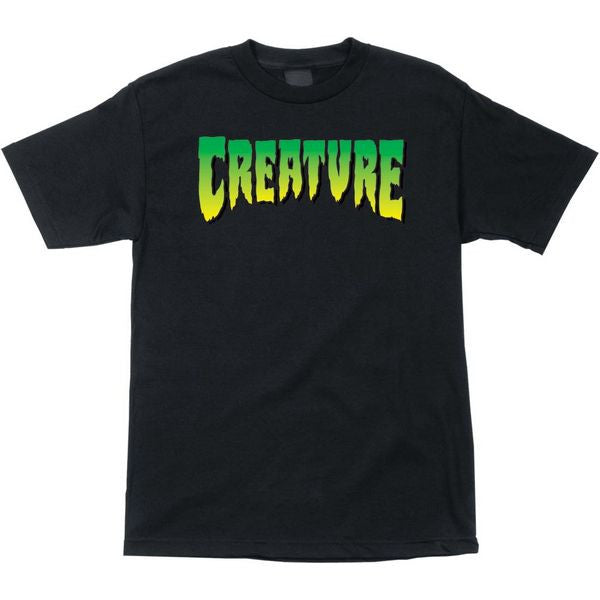 CREATURE GREEN LOGO T-SHIRT BLACK - Skateboards Amsterdam