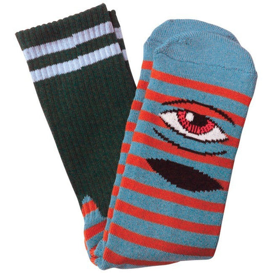 TOY MACHINE SECT EYE STRIPE SOCK GREY/BLUE/RED - Skateboards Amsterdam - 1