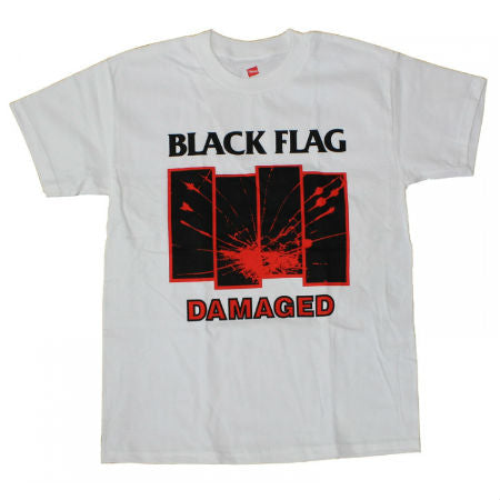 BLACK FLAG DAMAGED T-SHIRT WHITE - Skateboards Amsterdam