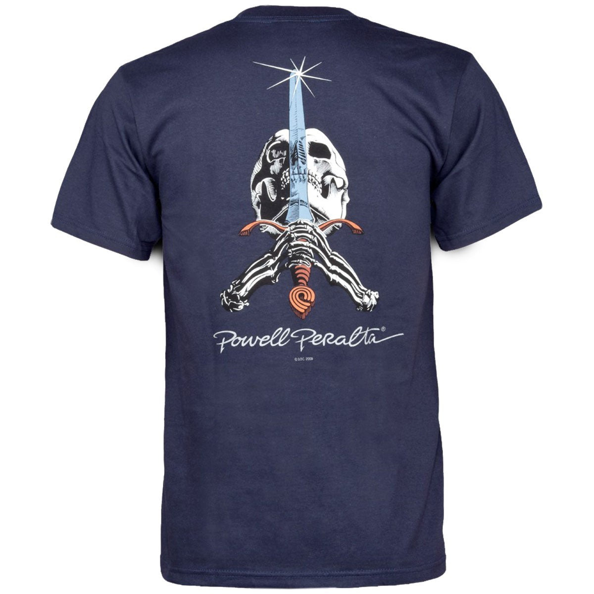 POWELL PERALTA SKULL AND SWORD T-SHIRT NAVY