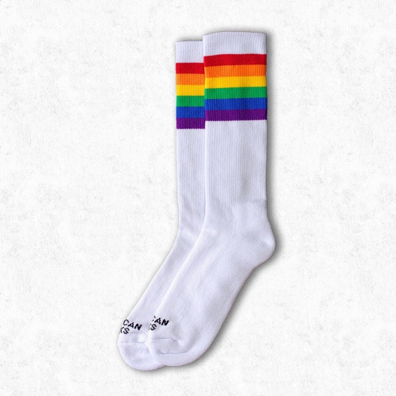 AMERICAN SOCKS MID HIGH RAINBOW PRIDE WHITE